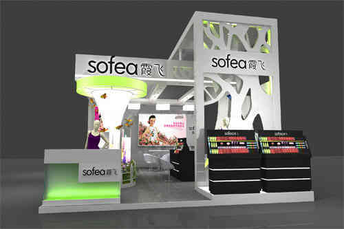 霞飛化妝品特裝展臺美博會廣州廣交會展臺搭建設計商